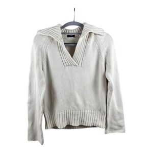 J. Crew Womens V neck Pullover Sweater White Ivory Sz Medium